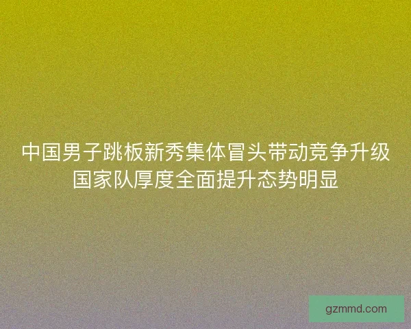 中国男子跳板新秀集体冒头带动竞争升级国家队厚度全面提升态势明显